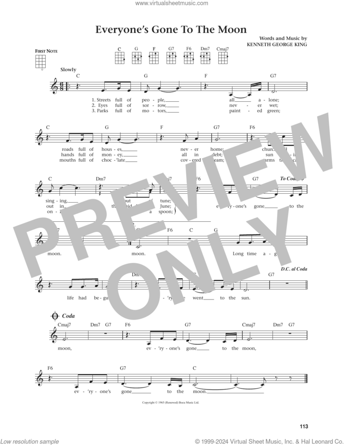 Everyone's Gone To The Moon (from The Daily Ukulele) (arr. Jim Beloff) sheet music for ukulele by Jonathan King, Jim Beloff and Kenneth George King, intermediate skill level