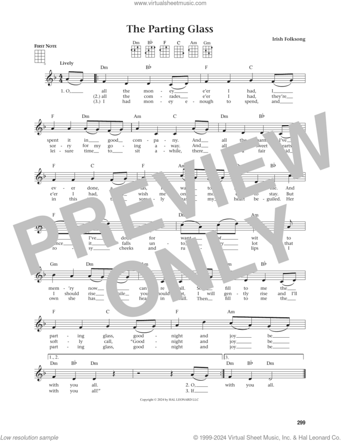 The Parting Glass (from The Daily Ukulele) (arr. Jim Beloff) sheet music for ukulele  and Jim Beloff, intermediate skill level