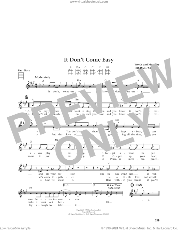 It Don't Come Easy (from The Daily Ukulele) (arr. Jim Beloff) sheet music for ukulele by Richard Starkey and Jim Beloff, intermediate skill level