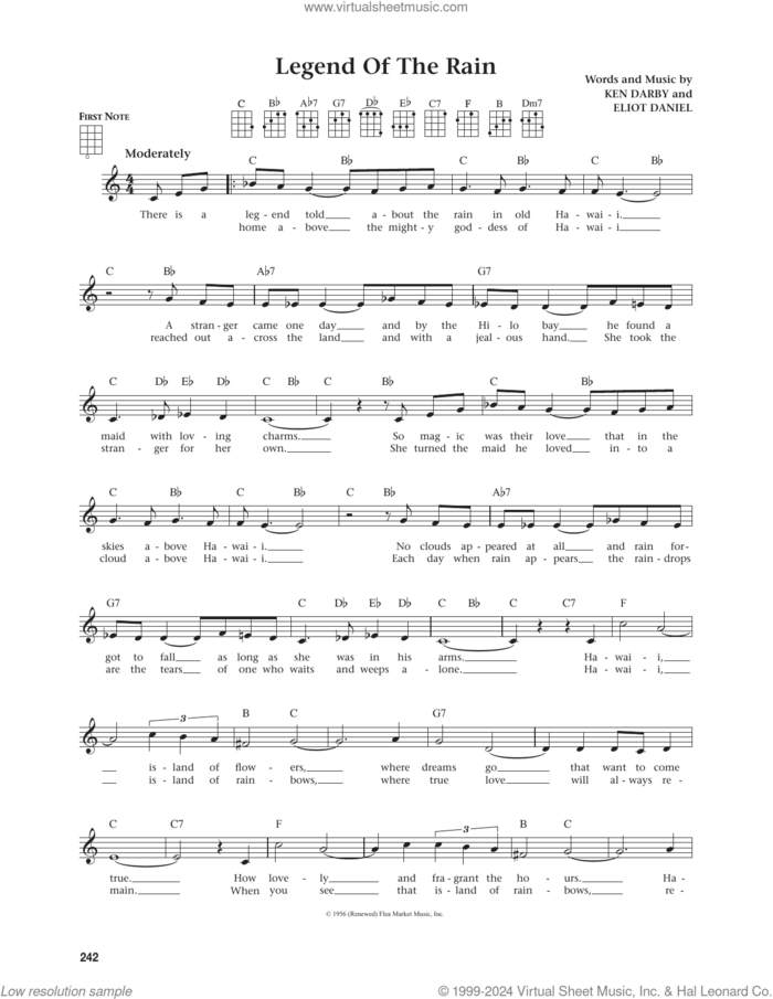 Legend Of The Rain (from The Daily Ukulele) (arr. Jim Beloff) sheet music for ukulele by Ken Darby, Jim Beloff and Eliot Daniel, intermediate skill level