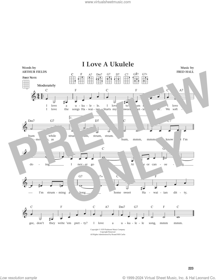 I Love A Ukulele (from The Daily Ukulele) (arr. Jim Beloff) sheet music for ukulele by Fred Hall, Jim Beloff and Arthur Fields, intermediate skill level