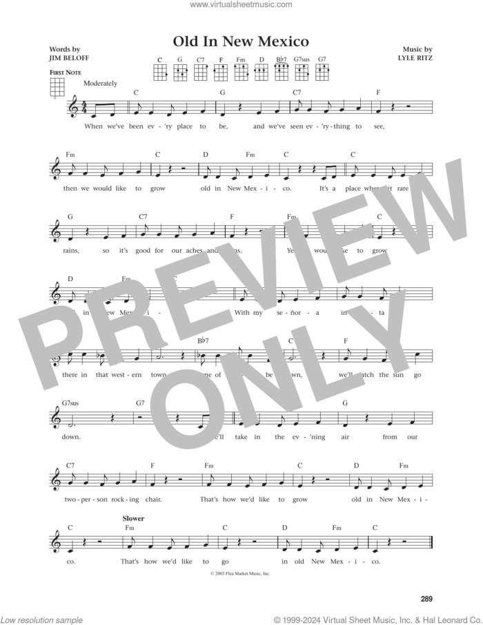 Old In New Mexico (from The Daily Ukulele) (arr. Jim Beloff) sheet music for ukulele by Lyle Ritz and Jim Beloff, intermediate skill level