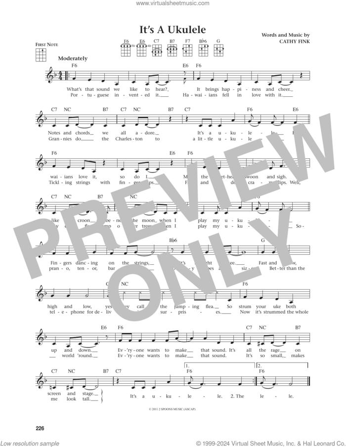 It's A Ukulele (from The Daily Ukulele) (arr. Jim Beloff) sheet music for ukulele by Cathy Fink and Jim Beloff, intermediate skill level