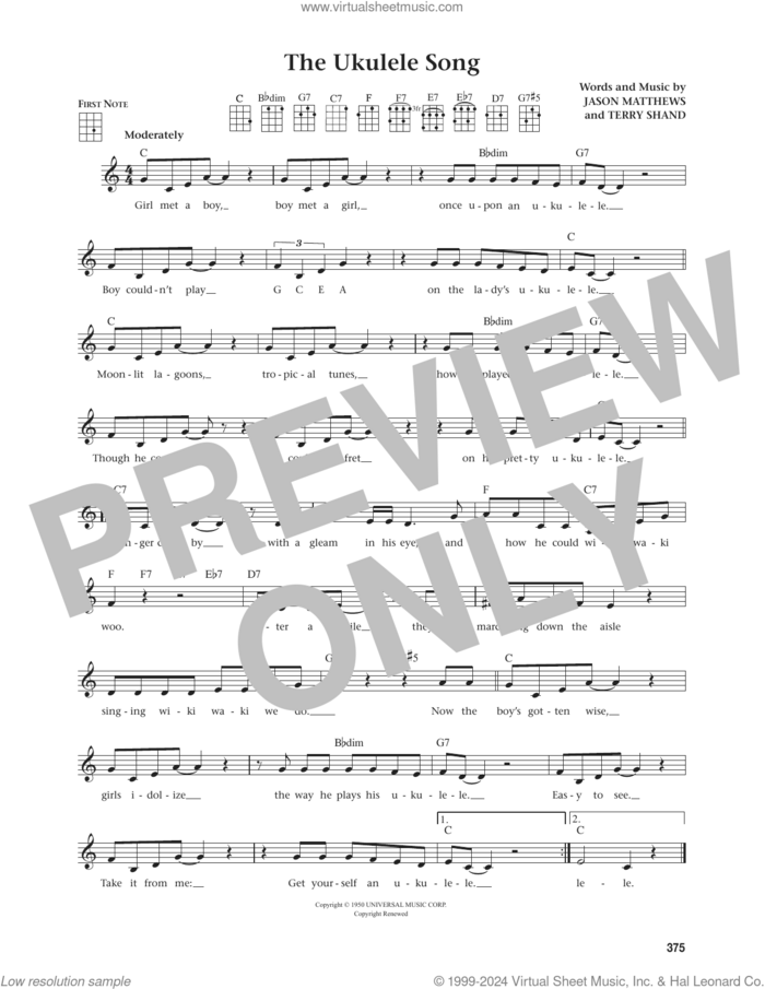 The Ukulele Song (from The Daily Ukulele) (arr. Jim Beloff) sheet music for ukulele by Jason Matthews, Jim Beloff and Terry Shand, intermediate skill level