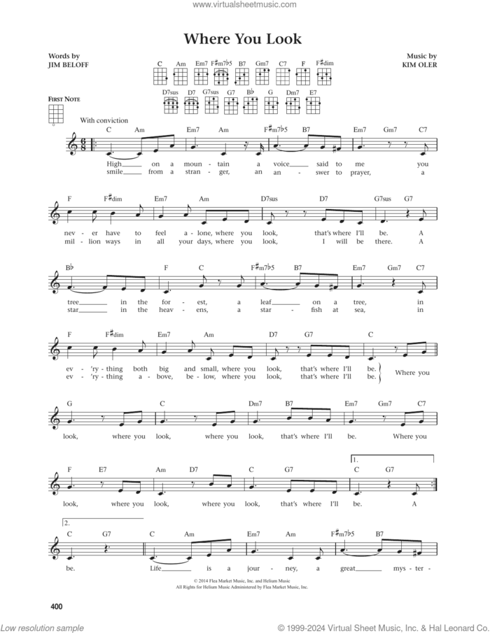 Where You Look (from The Daily Ukulele) (arr. Jim Beloff) sheet music for ukulele by Jim Beloff and Kim Oler, intermediate skill level