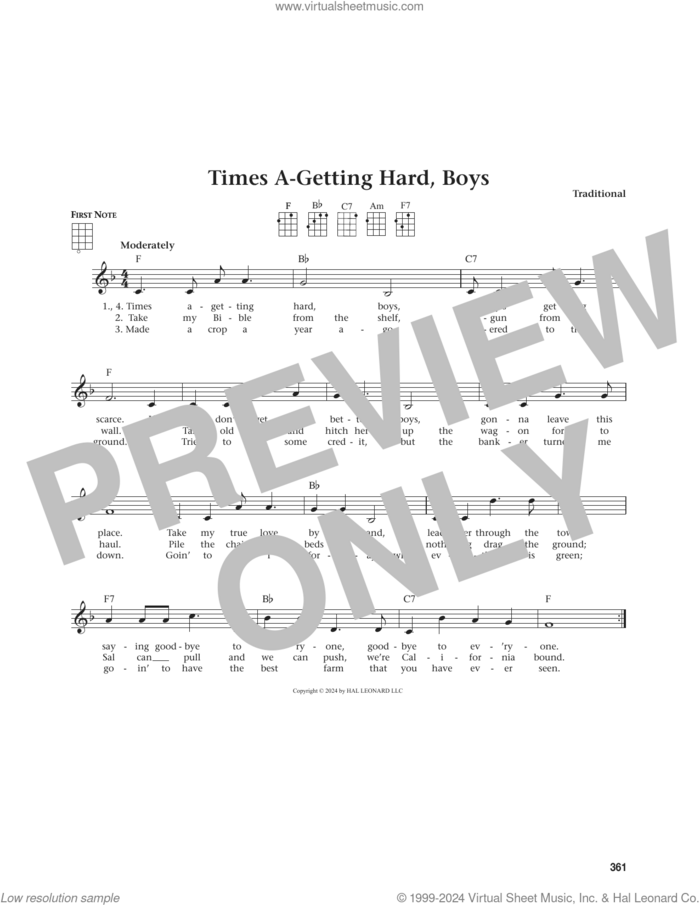 Times A-Getting Hard, Boys (from The Daily Ukulele) (arr. Jim Beloff) sheet music for ukulele  and Jim Beloff, intermediate skill level