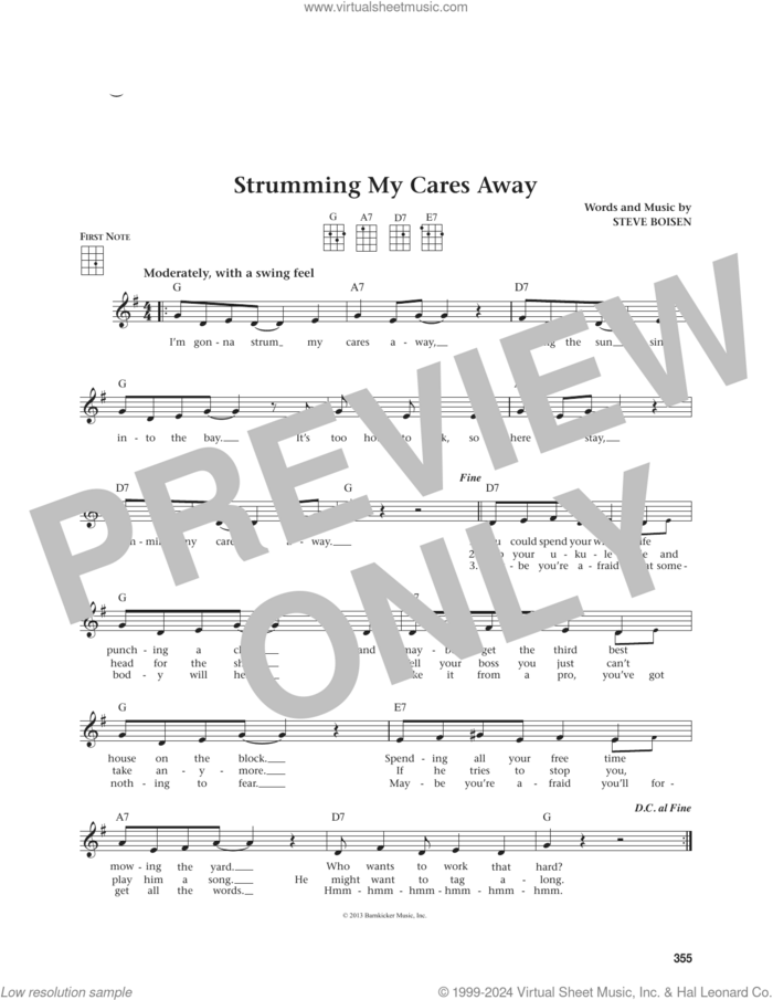 Strumming My Cares Away (from The Daily Ukulele) (arr. Jim Beloff) sheet music for ukulele by Steve Boisen and Jim Beloff, intermediate skill level