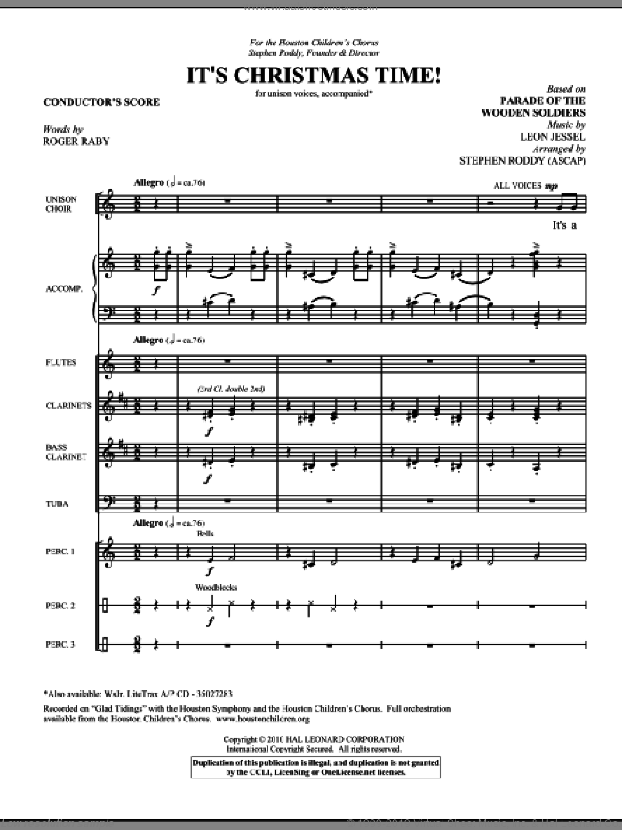 It's Christmas Time! (COMPLETE) sheet music for orchestra/band (Special) by Leon Jessel, Roger Raby and Stephen Roddy, intermediate skill level