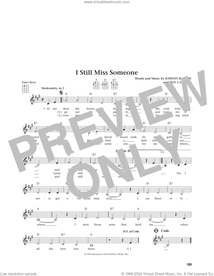 I Still Miss Someone (from The Daily Ukulele) (arr. Jim Beloff) sheet music for ukulele by Johnny Cash, Jim Beloff and Roy Cash Jr., intermediate skill level