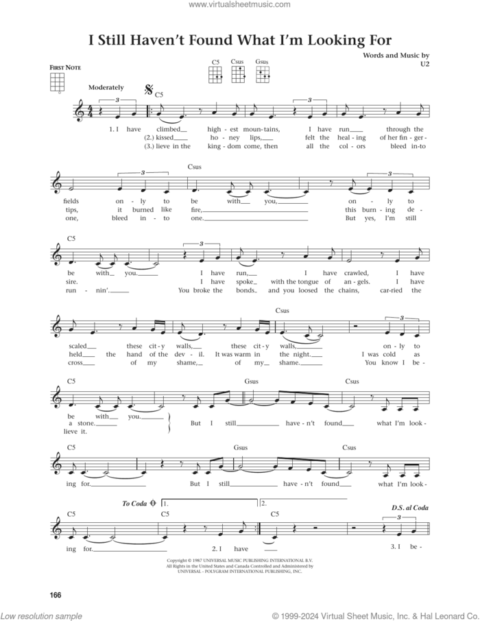 I Still Haven't Found What I'm Looking For (from The Daily Ukulele) (arr. Jim Beloff) sheet music for ukulele by U2 and Jim Beloff, intermediate skill level