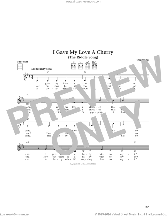 I Gave My Love A Cherry (The Riddle Song) (from The Daily Ukulele) (arr. Jim Beloff) sheet music for ukulele  and Jim Beloff, classical score, intermediate skill level