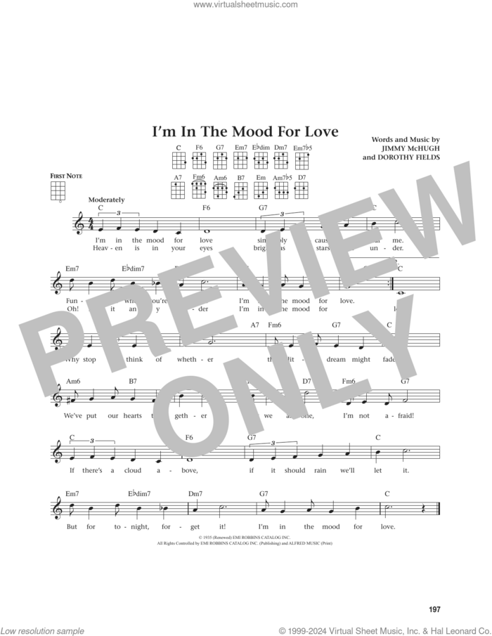 I'm In The Mood For Love (from The Daily Ukulele) (arr. Jim Beloff) sheet music for ukulele by Jimmy McHugh, Jim Beloff and Dorothy Fields, intermediate skill level