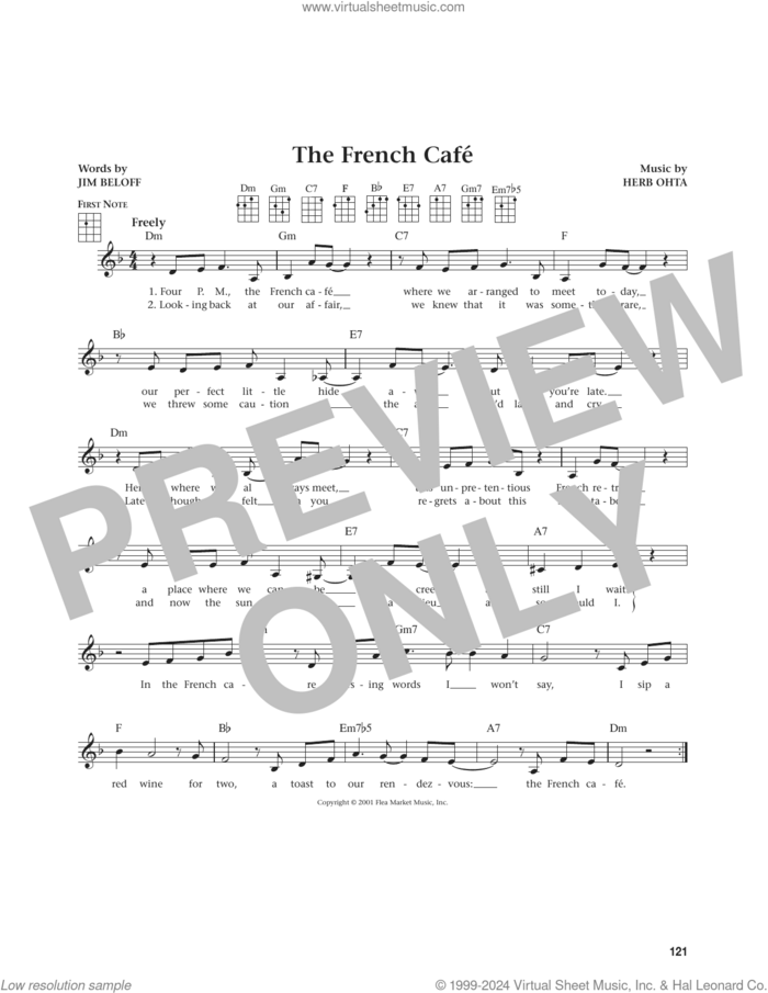 The French Cafe (from The Daily Ukulele) sheet music for ukulele by Jim Beloff and Herb Ohta, intermediate skill level