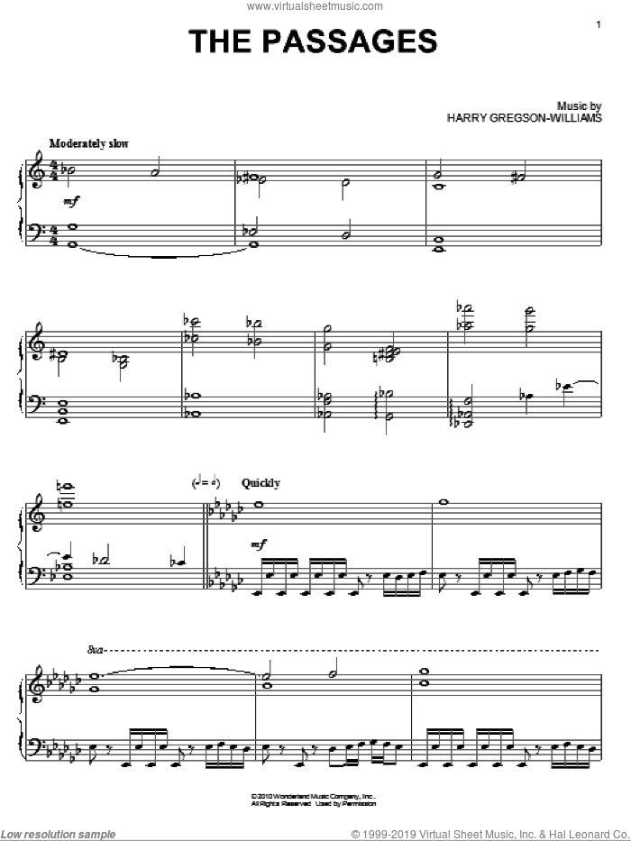 The Passages sheet music for piano solo by Harry Gregson-Williams and Prince Of Persia (Movie), intermediate skill level