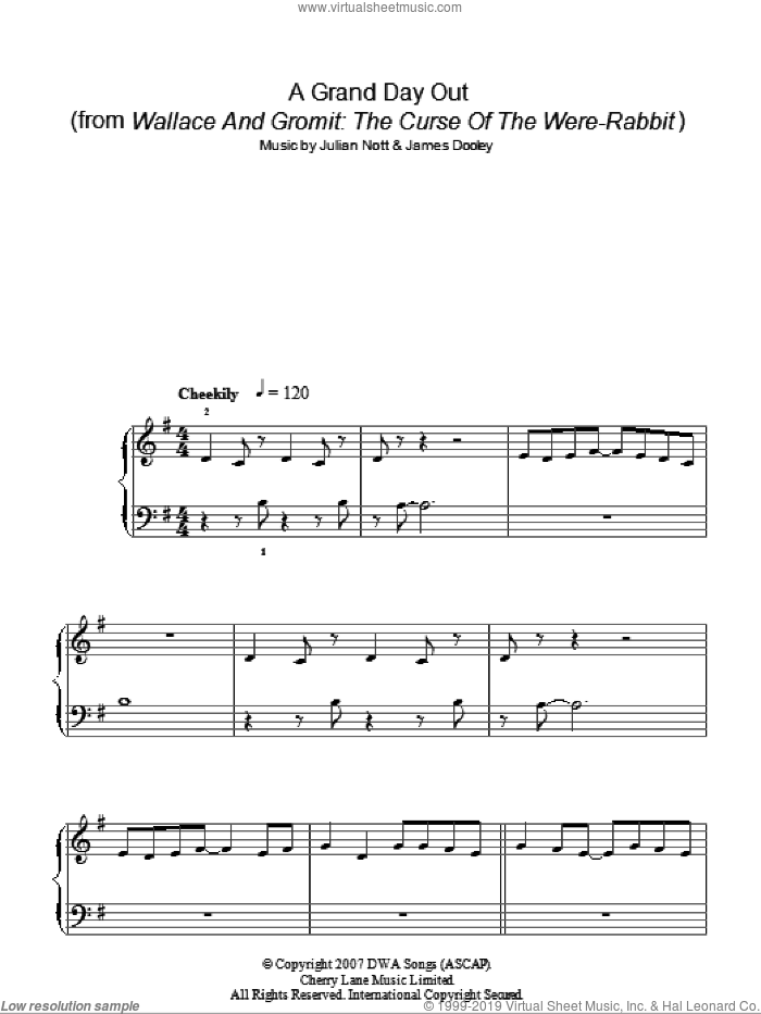 A Grand Day Out (from Wallace And Gromit: The Curse Of The Were-Rabbit) sheet music for piano solo by Julian Nott and James Dooley, easy skill level