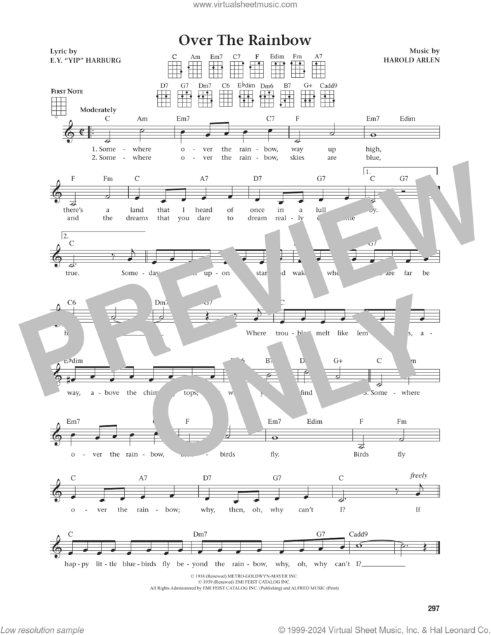 Over The Rainbow (from The Daily Ukulele) (arr. Jim Beloff) sheet music for ukulele by Harold Arlen, Jim Beloff, Judy Garland and E.Y. Harburg, intermediate skill level