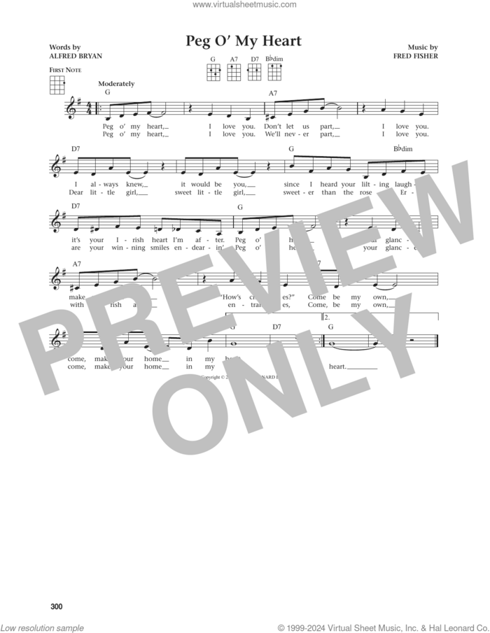 Peg O' My Heart (from The Daily Ukulele) (arr. Jim Beloff) sheet music for ukulele by Alfred Bryan, Jim Beloff and Fred Fisher, intermediate skill level