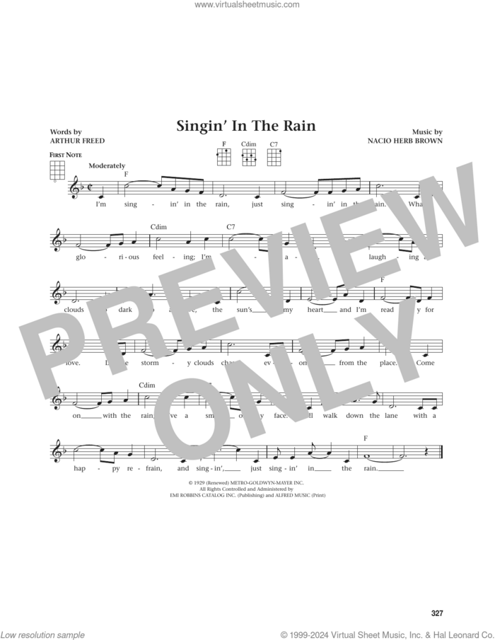 Singin' In The Rain (from The Daily Ukulele) (arr. Jim Beloff) sheet music for ukulele by Gene Kelly, Jim Beloff, Arthur Freed and Nacio Herb Brown, intermediate skill level