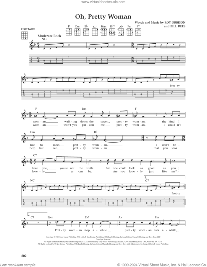 Oh, Pretty Woman (from The Daily Ukulele) (arr. Jim Beloff) sheet music for ukulele by Roy Orbison, Jim Beloff, Edward Van Halen and Bill Dees, intermediate skill level