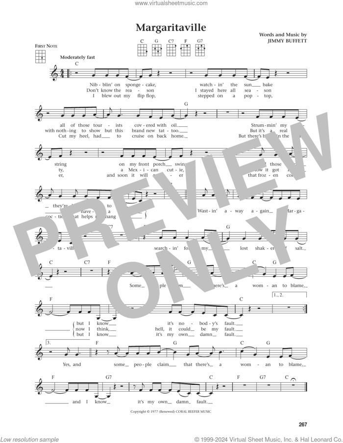 Margaritaville (from The Daily Ukulele) (arr. Jim Beloff) sheet music for ukulele by Jimmy Buffett and Jim Beloff, intermediate skill level