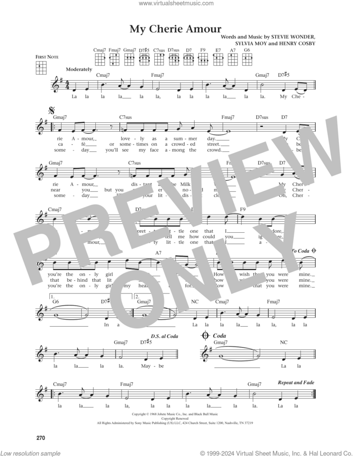 My Cherie Amour (from The Daily Ukulele) (arr. Jim Beloff) sheet music for ukulele by Stevie Wonder, Jim Beloff, Henry Cosby and Sylvia Moy, intermediate skill level