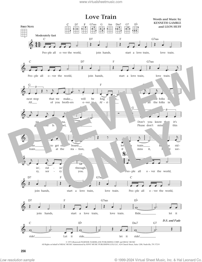 Love Train (from The Daily Ukulele) (arr. Jim Beloff) sheet music for ukulele by O'Jays, Jim Beloff, Kenneth Gamble and Leon Huff, intermediate skill level