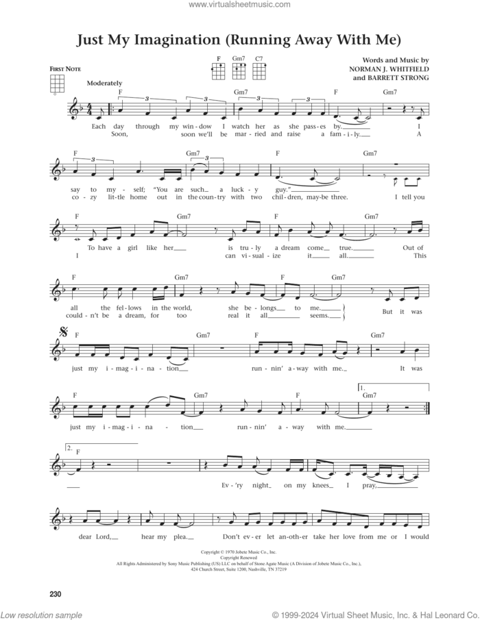 Just My Imagination (Running Away With Me) (from The Daily Ukulele) (arr. Jim Beloff) sheet music for ukulele by The Temptations, Jim Beloff, Barrett Strong and Norman Whitfield, intermediate skill level