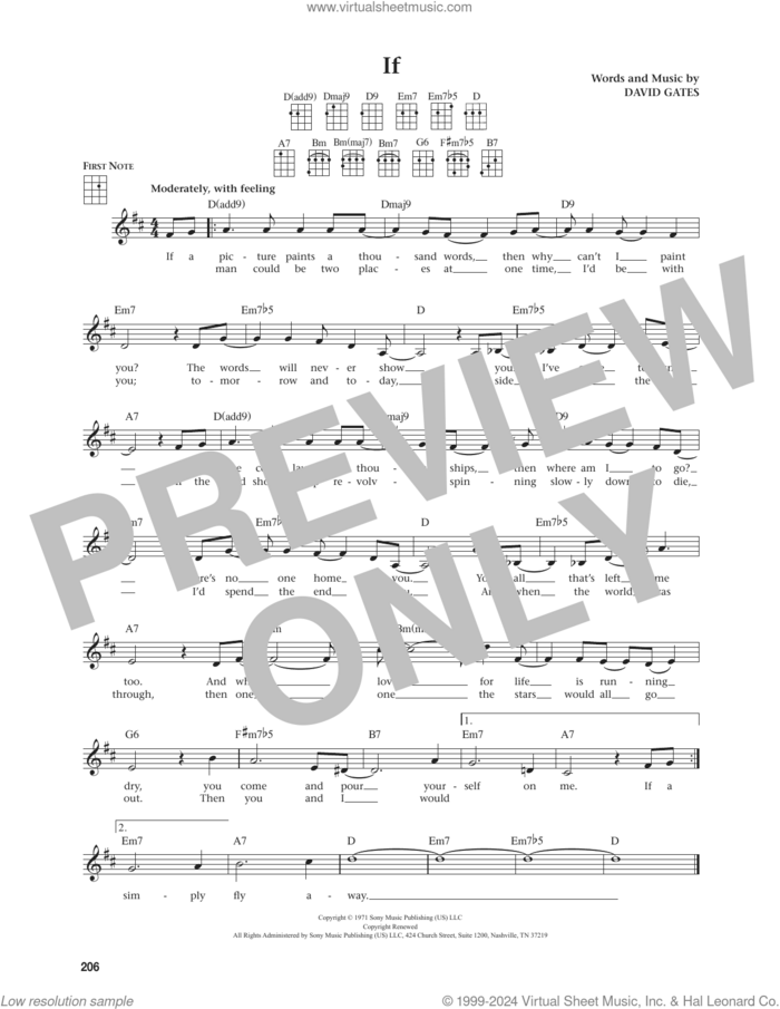 If (from The Daily Ukulele) (arr. Jim Beloff) sheet music for ukulele by Bread, Jim Beloff and David Gates, intermediate skill level