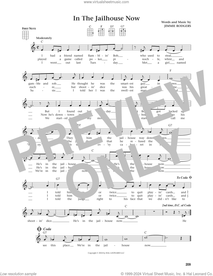 In The Jailhouse Now (from The Daily Ukulele) (arr. Jim Beloff) sheet music for ukulele by Jimmie Rodgers, Jim Beloff and Webb Pierce, intermediate skill level