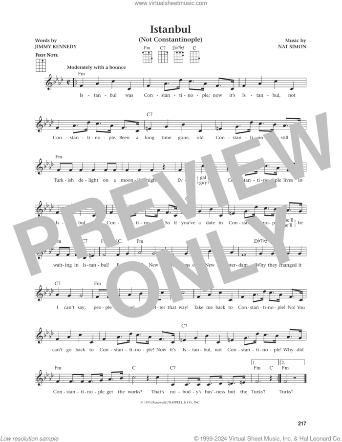 Istanbul (Not Constantinople) (from The Daily Ukulele) (arr. Jim Beloff) sheet music for ukulele by They Might Be Giants, Jim Beloff, Jimmy Kennedy and Nat Simon, intermediate skill level