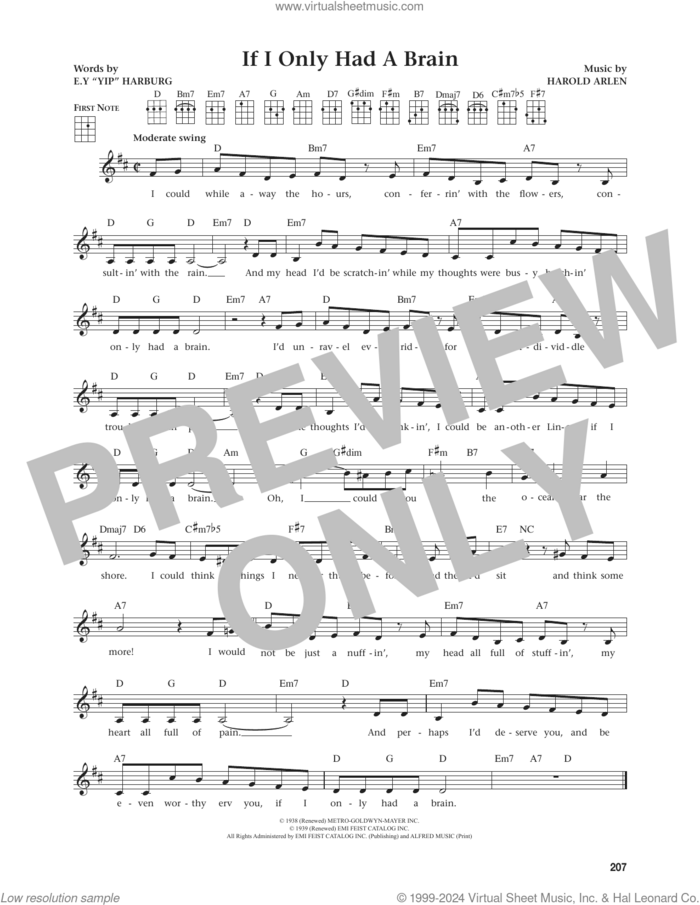 If I Only Had A Brain (from The Daily Ukulele) (arr. Jim Beloff) sheet music for ukulele by Harold Arlen, Jim Beloff and E.Y. Harburg, intermediate skill level