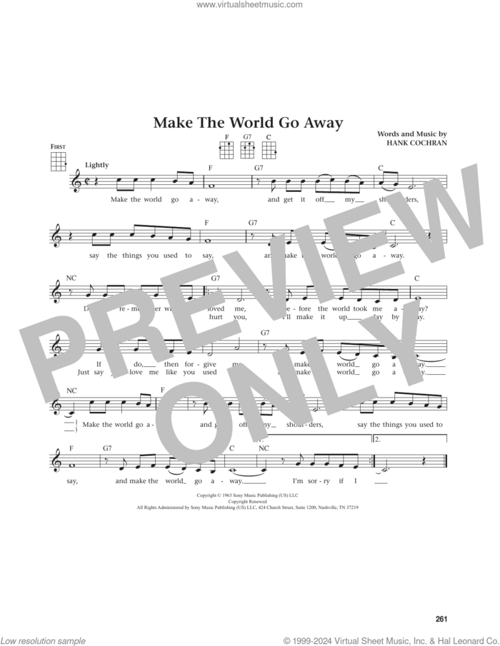 Make The World Go Away (from The Daily Ukulele) (arr. Jim Beloff) sheet music for ukulele by Eddy Arnold, Jim Beloff and Hank Cochran, intermediate skill level