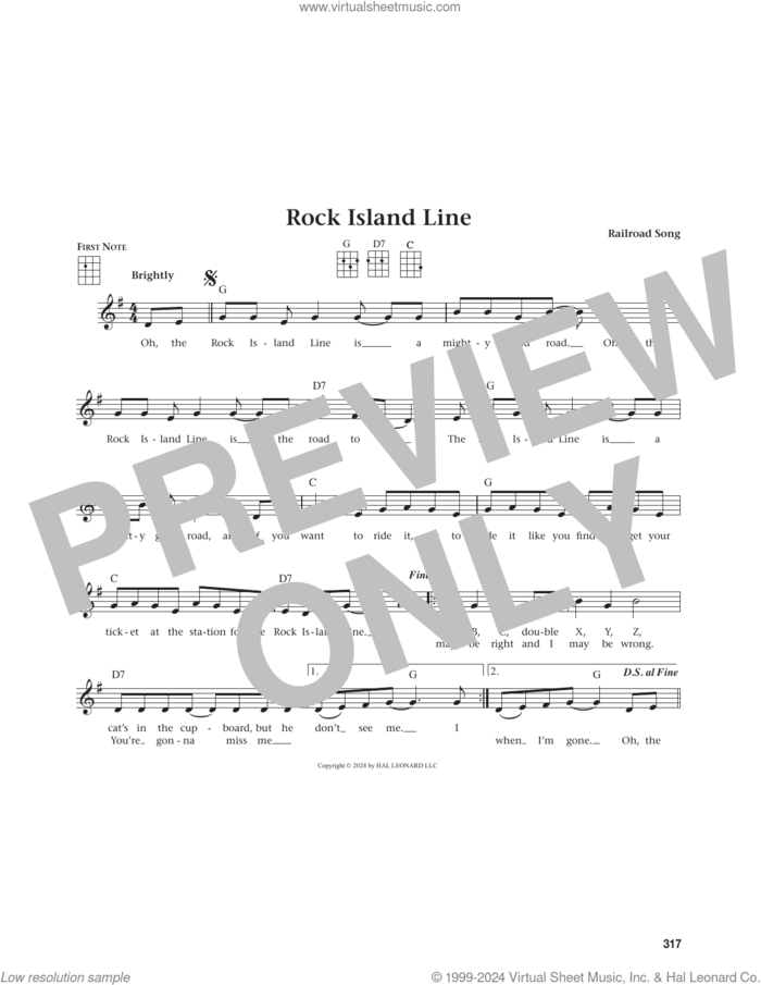 Rock Island Line (from The Daily Ukulele) (arr. Jim Beloff) sheet music for ukulele  and Jim Beloff, intermediate skill level