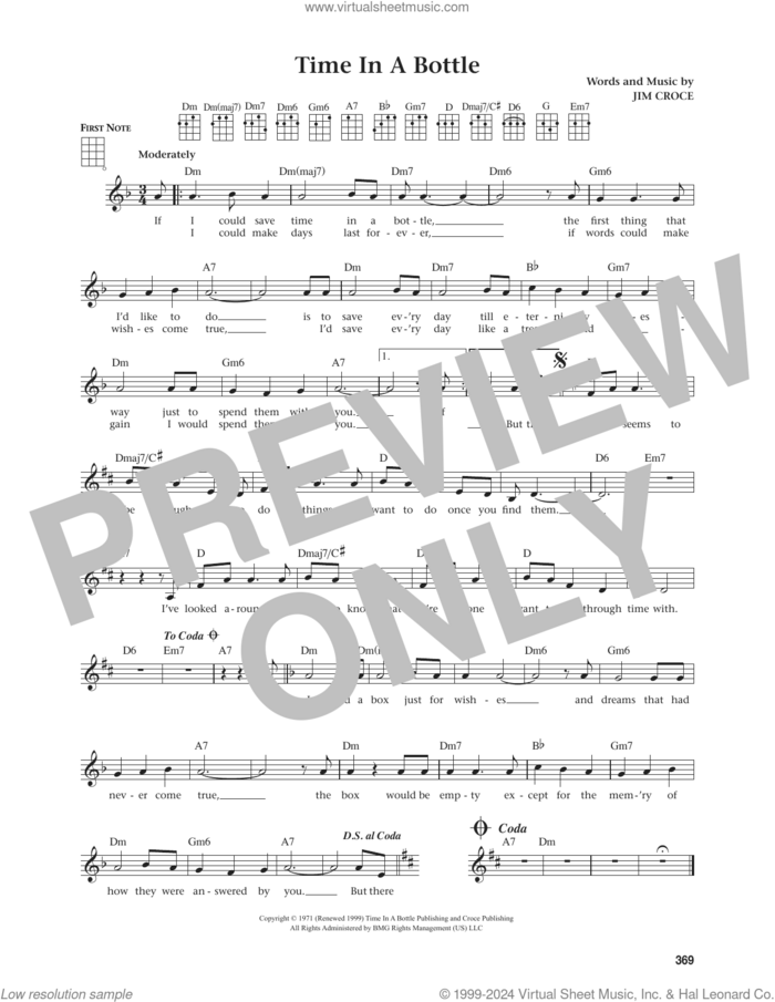 Time In A Bottle (from The Daily Ukulele) (arr. Jim Beloff) sheet music for ukulele by Jim Croce and Jim Beloff, intermediate skill level