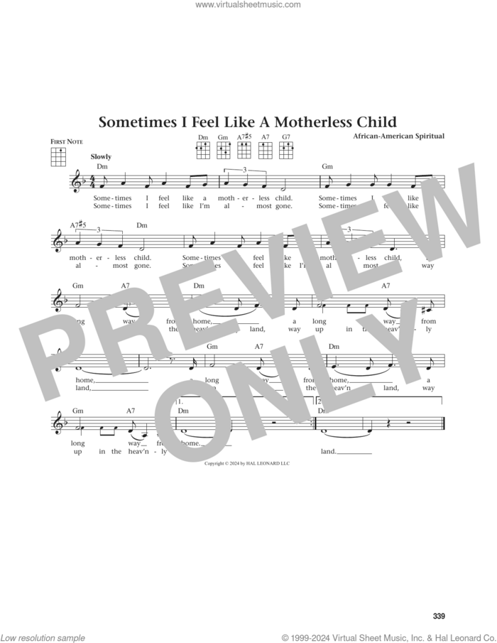 Sometimes I Feel Like A Motherless Child (from The Daily Ukulele) (arr. Jim Beloff) sheet music for ukulele  and Jim Beloff, intermediate skill level