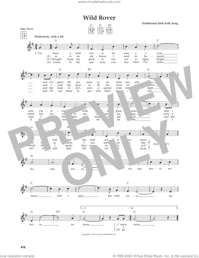 Wild Rover (from The Daily Ukulele) (arr. Jim Beloff) sheet music for ukulele  and Jim Beloff, intermediate skill level