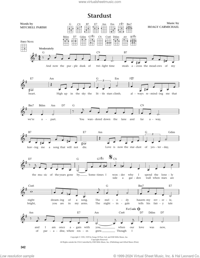 Stardust (from The Daily Ukulele) (arr. Jim Beloff) sheet music for ukulele by Artie Shaw, Jim Beloff, Hoagy Carmichael and Mitchell Parish, intermediate skill level