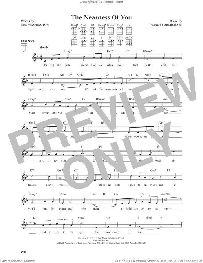 The Nearness Of You (from The Daily Ukulele) (arr. Jim Beloff) sheet music for ukulele by George Shearing, Jim Beloff, Hoagy Carmichael and Ned Washington, intermediate skill level