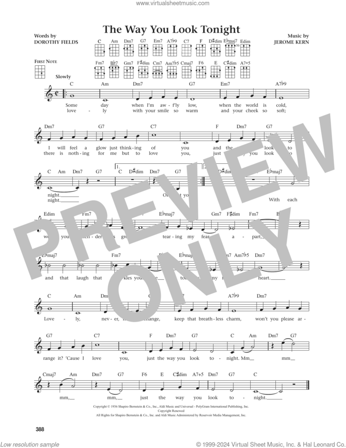 The Way You Look Tonight (from The Daily Ukulele) (arr. Jim Beloff) sheet music for ukulele by Jerome Kern, Jim Beloff and Dorothy Fields, intermediate skill level