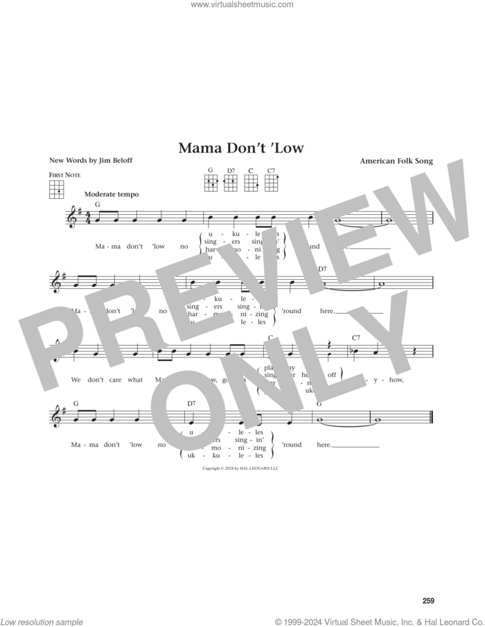 Mama Don't 'Low (from The Daily Ukulele) (arr. Jim Beloff) sheet music for ukulele  and Jim Beloff, intermediate skill level