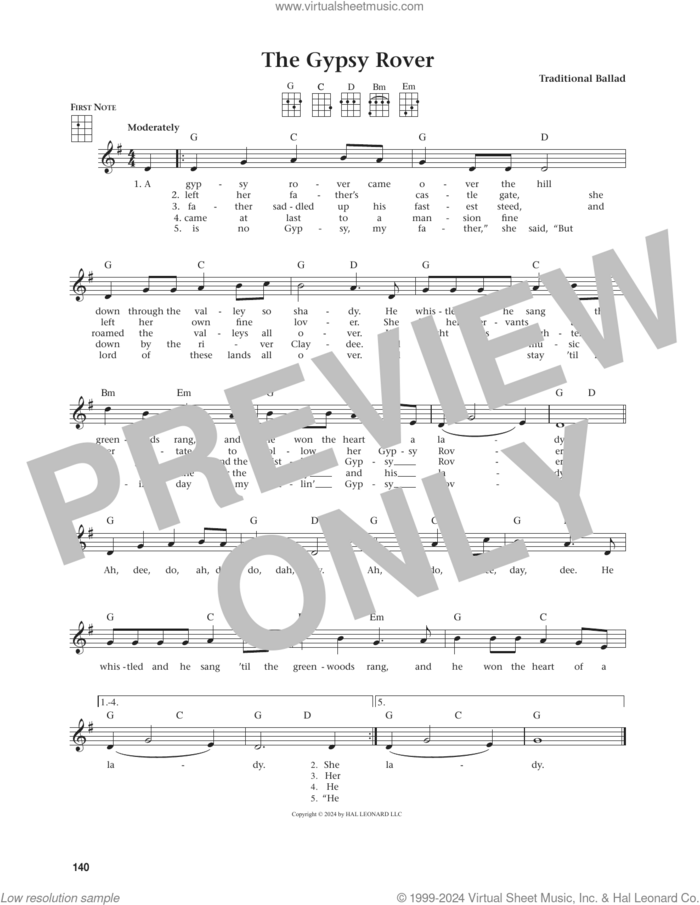 The Gypsy Rover (from The Daily Ukulele) (arr. Jim Beloff) sheet music for ukulele by Traditional Ballad and Jim Beloff, intermediate skill level