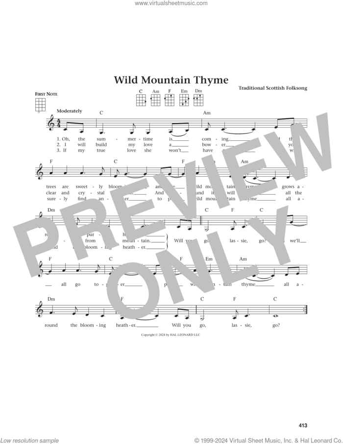 Wild Mountain Thyme (from The Daily Ukulele) (arr. Jim Beloff) sheet music for ukulele  and Jim Beloff, intermediate skill level