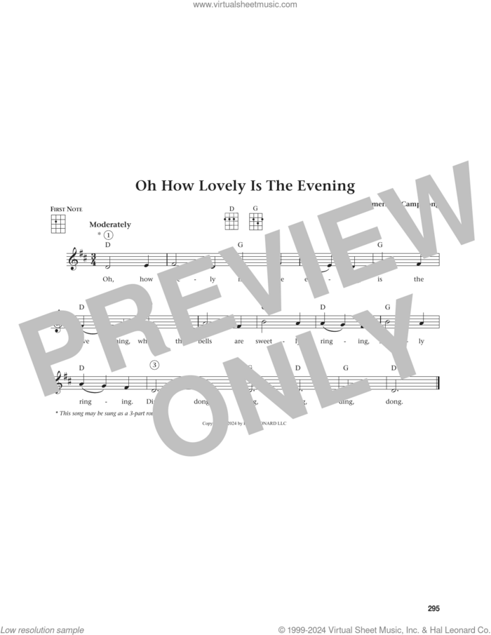 Oh How Lovely Is The Evening (from The Daily Ukulele) (arr. Jim Beloff) sheet music for ukulele by American Camp Song and Jim Beloff, intermediate skill level