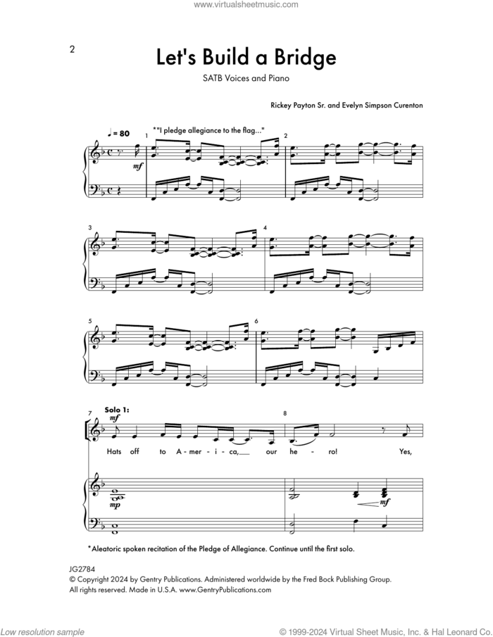 Let's Build A Bridge sheet music for choir (SATB: soprano, alto, tenor, bass) by Rickey Payton Sr. and Evelyn Simpson Curenton, intermediate skill level