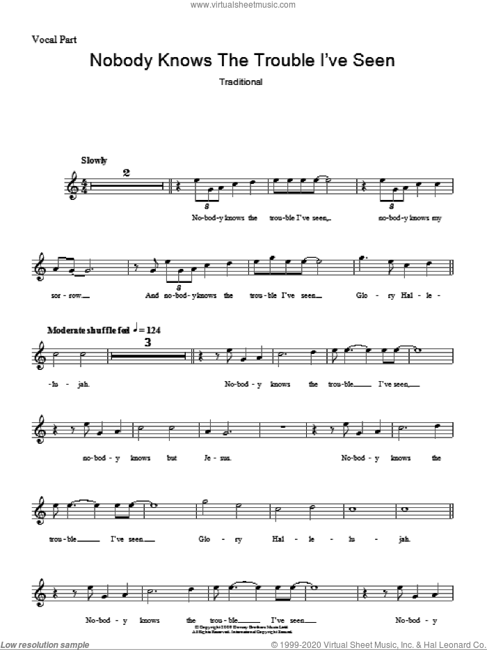Nobody Knows The Trouble I've Seen sheet music for voice and other instruments (fake book), intermediate skill level