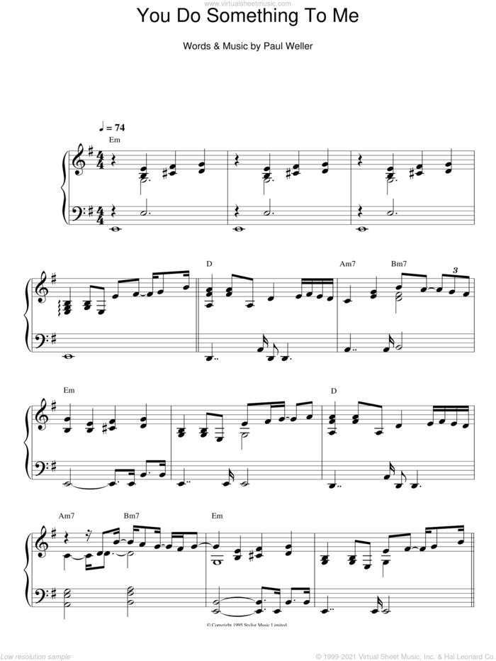 You Do Something To Me sheet music for piano solo by Paul Weller, intermediate skill level