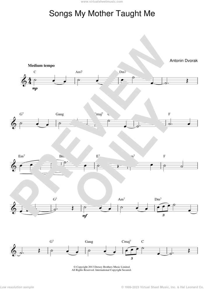 Songs My Mother Taught Me sheet music for voice and other instruments (fake book) by Antonin Dvorak and Antonin Dvorak, classical score, intermediate skill level