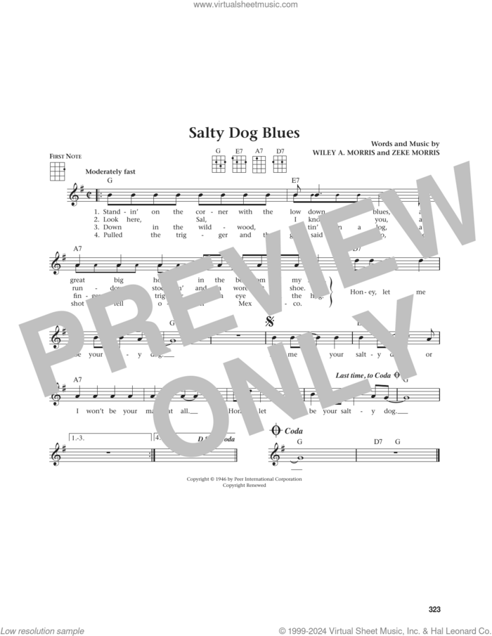 Salty Dog Blues (from The Daily Ukulele) (arr. Jim Beloff) sheet music for ukulele by Flatt & Scruggs, Jim Beloff, Wiley A. Morris and Zeke Morris, intermediate skill level