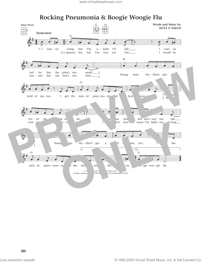 Rocking Pneumonia and Boogie Woogie Flu (from The Daily Ukulele) (arr. Jim Beloff) sheet music for ukulele by Huey P. Smith and Jim Beloff, intermediate skill level