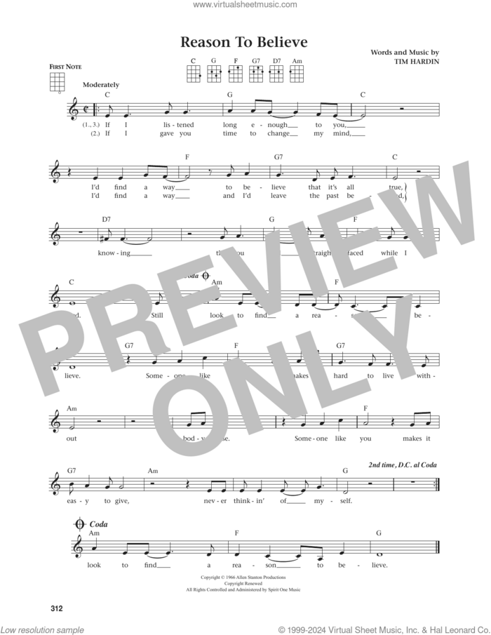 Reason To Believe (from The Daily Ukulele) (arr. Jim Beloff) sheet music for ukulele by Rod Stewart, Jim Beloff and Tim Hardin, intermediate skill level